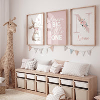 Bunny nursery, blush pink nursery, dream bit little one, rainbow print, Girl bedroom art, girls room decor, blush nursery, rainbow nursery