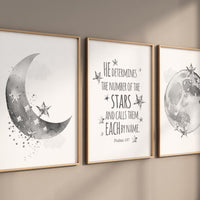 Moon nursery, Gray nursery decor, moon print, grey nursery art, neutral nursery, baby room wall art, gender neutral nursery ideas