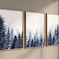 Nursery decor mountain, nursery wall art, tree nursery decor, adventure theme nursery, forest, navy, navy blue, woodland animals