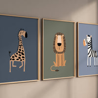 Safari Nursery Wall Prints, Boho Nursery Prints, jungle animals, Sage Green Nursery Art, animal Nursery Decor, animal prints