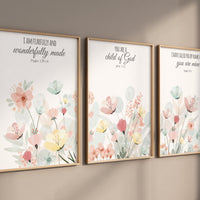 Boho Nursery wall art, Wildflower Nursery Decor, Floral Nursery, Girl Nursery Decor, mint and blush pink, verse print,