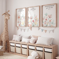 Boho Nursery wall art, Wildflower Nursery Decor, Floral Nursery, Girl Nursery Decor, mint and blush pink, verse print,