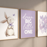 Bunny nursery, heart print, you are so loved, Girl bedroom art, name print, girls room decor, purple nursery, lilac nursery, girl nursery