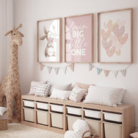 Bunny nursery, blush pink nursery, dream bit little one, heart print, Girl bedroom art, name print, girls room decor, blush nursery