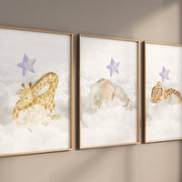 Woodland Animals, Sleeping on Clouds, Woodland Nursery Decor, purple nursery, baby girl nursery, lavender nursery, lilac nursery