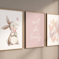Bunny nursery, blush pink nursery, isn't she lovely, heart print, Girl bedroom art, name print, girls room decor, blush nursery