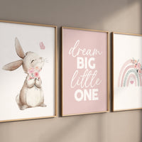 Bunny nursery, blush pink nursery, dream bit little one, rainbow print, Girl bedroom art, girls room decor, blush nursery, rainbow nursery
