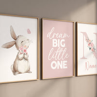 Bunny nursery, blush pink nursery, dream bit little one, rainbow print, Girl bedroom art, girls room decor, blush nursery, rainbow nursery