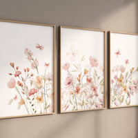 Wildflower Nursery, Boho prints, Botanical Prints, girl nursery decor, floral nursery, blush pink, flower nursery, home decor