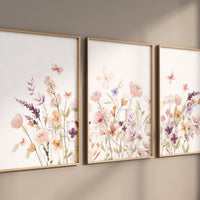 Wildflower Nursery, Boho prints, Botanical Prints, girl nursery decor, floral nursery, blush pink, flower nursery, home decor