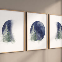 Moon nursery decor, moon print, navy blue nursery, sage nursery, full moon print, gender neutral, woodland nursery, moon nursery