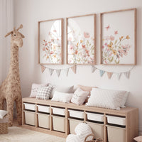 Wildflower Nursery, Boho prints, Botanical Prints, girl nursery decor, floral nursery, blush pink, flower nursery, home decor