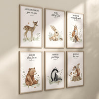 Woodland Animal Prints, animal prints, gender neutral, Forest Animal, Woodland Animals, safari animals, bible nursery, verse nursery