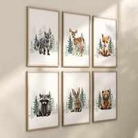 Woodland Animal Prints, animal prints, gender neutral, Wall Art, Forest Animal, Woodland Animal Prints, safari animals