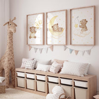 Nursery decor bear, gender neutral nursery wall art, yellow nursery, bear nursery print, teddy bear decor, nursery wall art animals, yellow