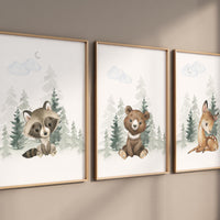 Nursery decor woodland, Woodland Nursery Wall Art, Woodland Print Set, animal prints, Woodland Animal Prints, gender neutral nursery