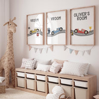 Race car wall art, personalized nursery, Race car boy room decor, Racing car nursery, car nursery, Boys bedroom decor, playroom decor