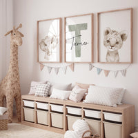 Nursery wall art animals, gray nursery, gender neutral nursery, sage green, baby room decor, bear, elephant, animal prints