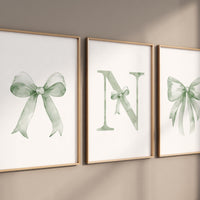 Bow print wall art, Bow nursery print, sage green nursery wall art, bow nursery art, bow nursery decor, bow print wall art green