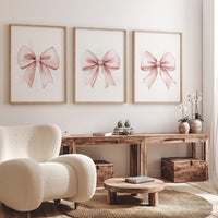 Bow print wall art, Bow nursery print, pink Bow nursery wall art, bow nursery art, bow nursery decor, bow print wall art pink, blush gold