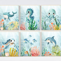 Ocean Animal Prints, Under the Sea Nursery Prints, Sea Animal Wall Art, Playroom Decor, gender neutral nursery, nursery prints, sea themed
