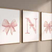 Bow print wall art, Bow nursery print, pink Bow nursery wall art, bow nursery art, bow nursery decor, bow print wall art pink, girl nursery