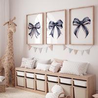 Bow print wall art, Bow nursery print, navy pink, bow nursery art, bow nursery decor, bow print wall art, navy and pink, navy Blue
