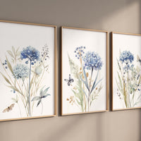 Wildflower nursery, boho prints, Blue Watercolor Botanical Print, Light Blue Hydrangea Print, Boho Floral, Wildflower prints, home wall art
