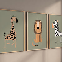 Safari Nursery Wall Prints, Boho Nursery Prints, jungle animals, Sage Green Nursery Art, animal Nursery Decor, animal prints