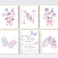 Nursery decor girl wildflower, butterfly nursery, floral nursery, nursery decor girl butterflies, flower nursery, bow print, rainbow nursery