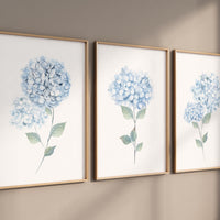 Blue Hydrangea wall art, Botanical Print, Light Blue Hydrangea, Watercolor flower Print, Boho Floral print, flower print, nursery wall art