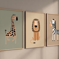 Safari Nursery Wall Prints, Boho Nursery Prints, jungle animals, Sage Green Nursery Art, animal Nursery Decor, animal prints
