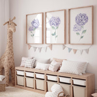 Hydrangea wall art, purple Hydrangea, Botanical Print, Watercolor flower Print, Boho Floral print, flower print, nursery wall art, lilac