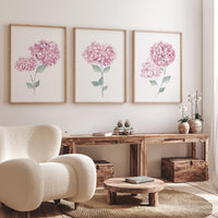 Hydrangea wall art, pink Hydrangea, Botanical Print, Watercolor flower Print, Boho Floral print, flower print, nursery wall art