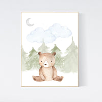 Nursery decor bear, bear nursery, Woodland Nursery Wall Art, Woodland Print Set, animal prints, Woodland Animal Prints, gender neutral