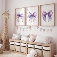 Bow print wall art, Bow nursery print, purple and pink Bow nursery wall art, bow nursery art, bow nursery, lilac nursery, purple pink