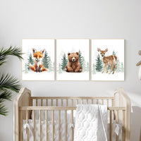 Nursery decor woodland, Woodland Nursery Wall Art, Woodland Print Set, animal prints, Woodland Animal Prints, gender neutral nursery