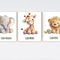 Animal prints, gender neutral nursery, Plush animals, Safari Animal Nursery Prints, safari animals, safari nursery, gender neutral nursery