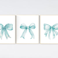 Bow print wall art, Bow nursery print, turquoise nursery wall art, bow nursery art, bow nursery decor, bow print wall art turquoise