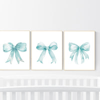 Bow print wall art, Bow nursery print, turquoise nursery wall art, bow nursery art, bow nursery decor, bow print wall art turquoise