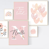 Flower nursery, wildflower nursery, butterfly nursery, Girl bedroom art, name print, girls room decor, blush nursery, baby girl wall art