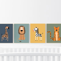 Safari Nursery Wall Prints, Boho Nursery Prints, jungle animals, Sage Green Nursery Art, animal Nursery Decor, animal prints