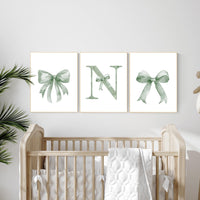 Bow print wall art, Bow nursery print, sage green nursery wall art, bow nursery art, bow nursery decor, bow print wall art green
