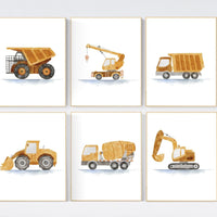 Boy Room Wall Art, Construction Vehicle Nursery Prints, Construction Wall Art, Transportation Print, Truck Wall Art, Nursery Truck Prints