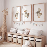 Goose Nursery wall art, Goose Gallery wall art, Baby girl nursery ideas, Goose Nursery, Animal Themed Decor, animal prints, gender neutral