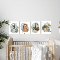 Safari Nursery Wall Prints, Boho Nursery Prints, jungle animals, Sage Green Nursery Art, animal Nursery Decor, animal prints