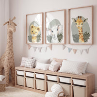 Safari Nursery Wall Prints, Boho Nursery Prints, jungle animals, Sage Green Nursery Art, animal Nursery Decor, animal prints