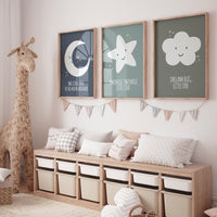 Nursery decor, moon nursery, we love you to the moon and back, twinkle twinkle little star, dream big little one, moon prints, nursery print