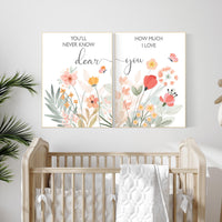 Boho Nursery wall art, Wildflower Nursery Decor, Floral Nursery, Girl Nursery Decor, you’ll never know dear how much I love you, flower