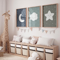 Moon prints for nursery, nursery wall art, gender neutral nursery, Baby wall decor, nursery prints, moon set for baby room, set of 3